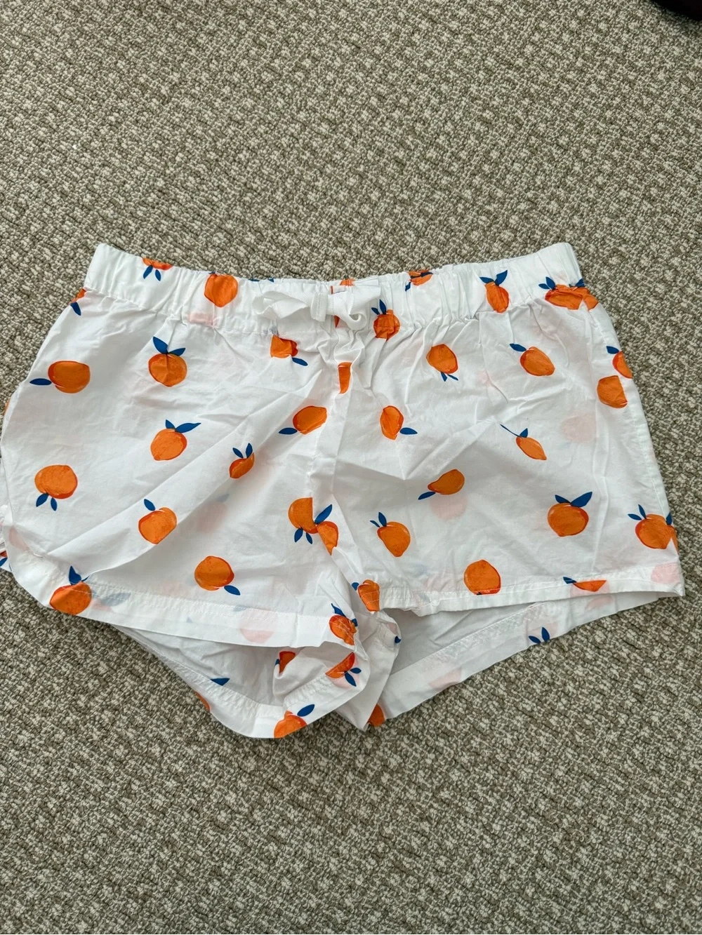 J. Crew White Shorts with Orange Fruit Print